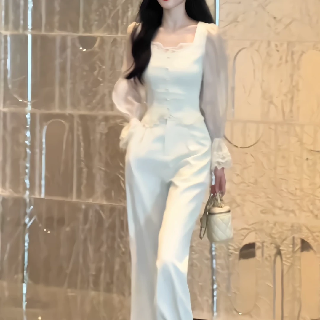 拉夏贝尔25秋季新气质时尚高级收腰显瘦上衣+裤子  10586  RQJ