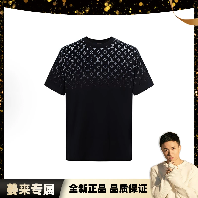 全新未使用 LouisVuitton/路易威登 黑色渐变老花字母短袖