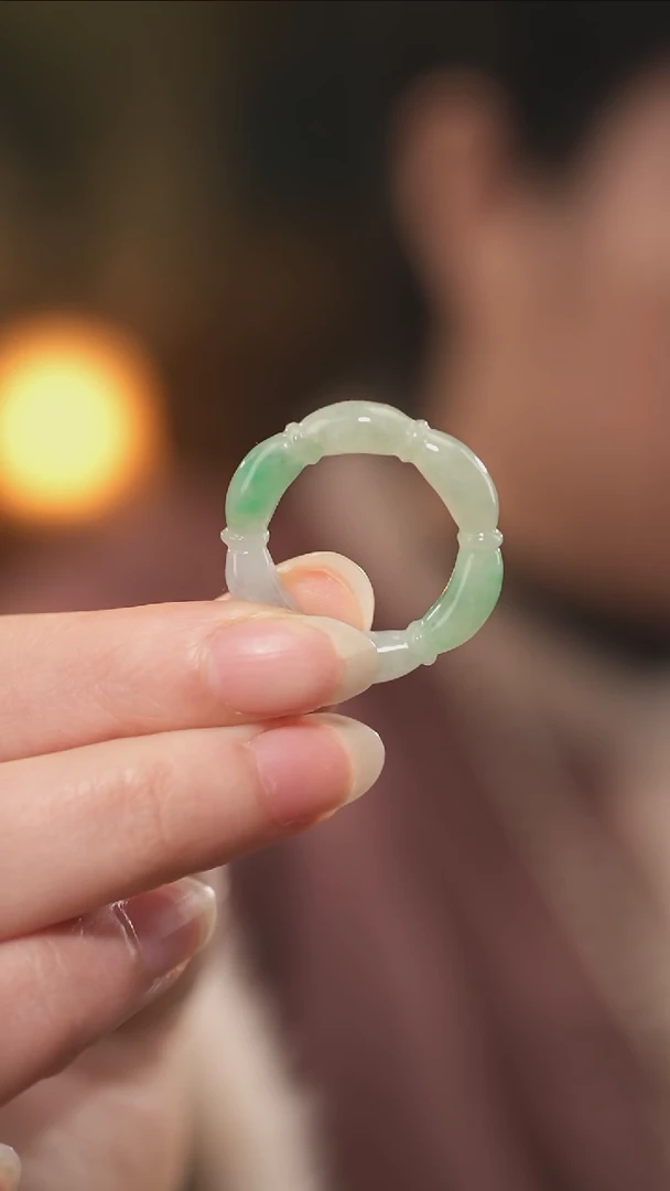 未镶嵌戒指翡翠圈口21-22 翡翠藕节戒指