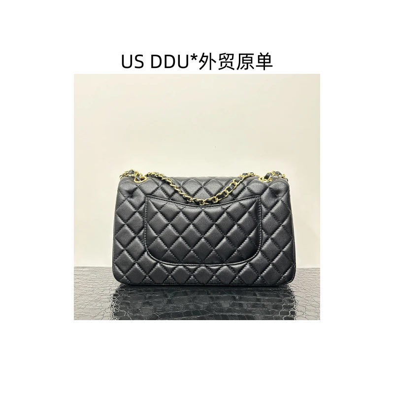 X 羊皮CF菱格黑色女包单肩斜挎链条包AP1112羊/F002