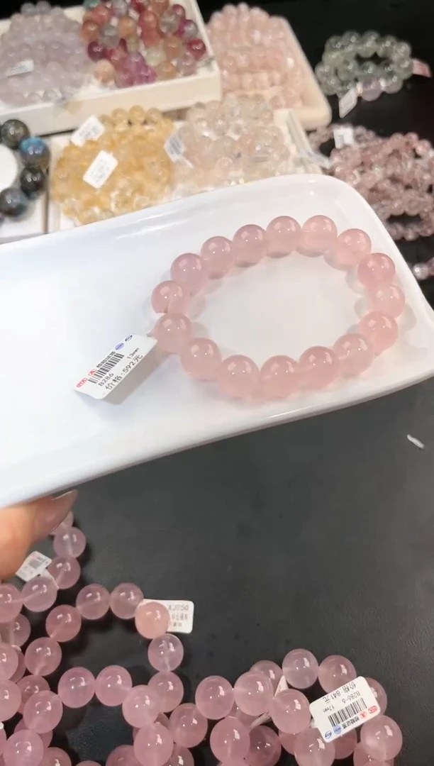 水晶手链未镶嵌多样性发一Q77粉泡泡13mm
