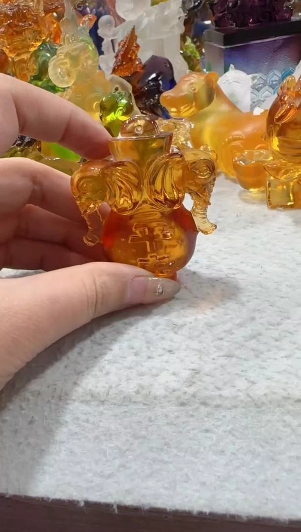 琉璃手工艺品双象琉璃摆件