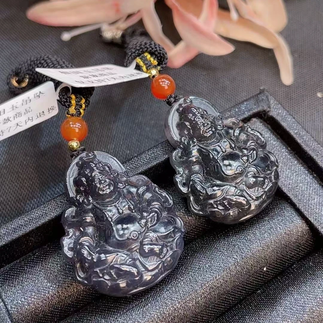 【年中大促】和田玉烟紫财神套链吊坠丨多样性发一