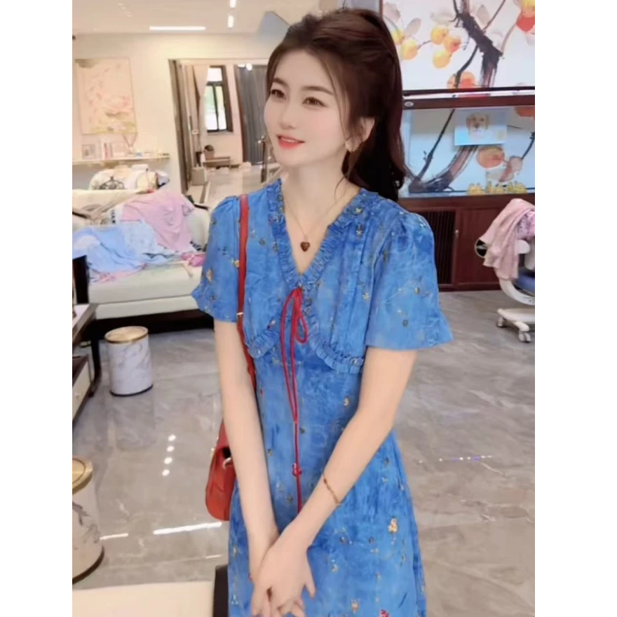 『晕染蓝调X』JJ设计显瘦百搭时尚连衣裙4291