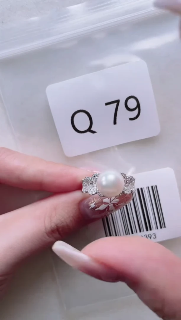 银S925镶嵌海水珍珠戒指Q79