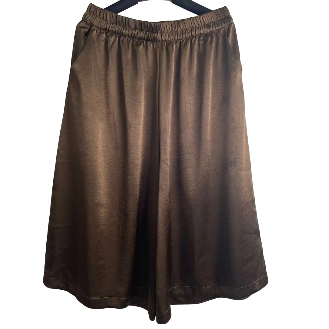 恬小霓（玲玲姐精选）2496/亮土金色/七分/大角裤/松紧腰/宽松/时尚