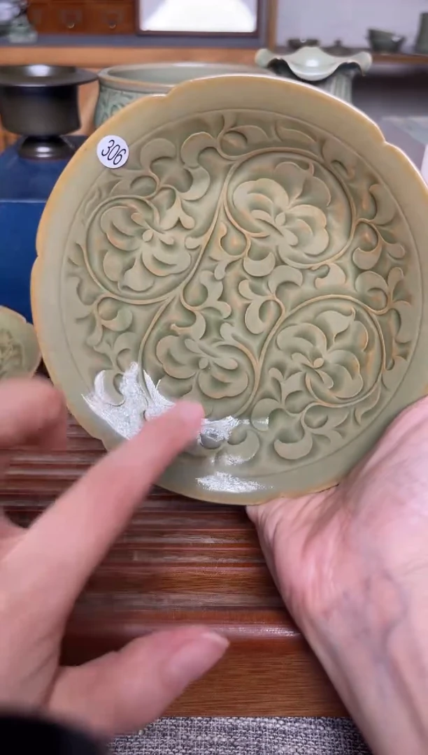 瓷器306仰山  纯手工橄榄绿壶承
