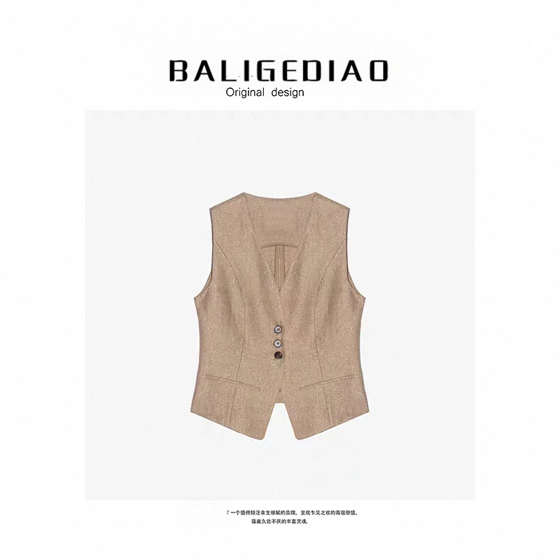 【专享】亚麻马甲夏季高品质亚麻金线马夹25087