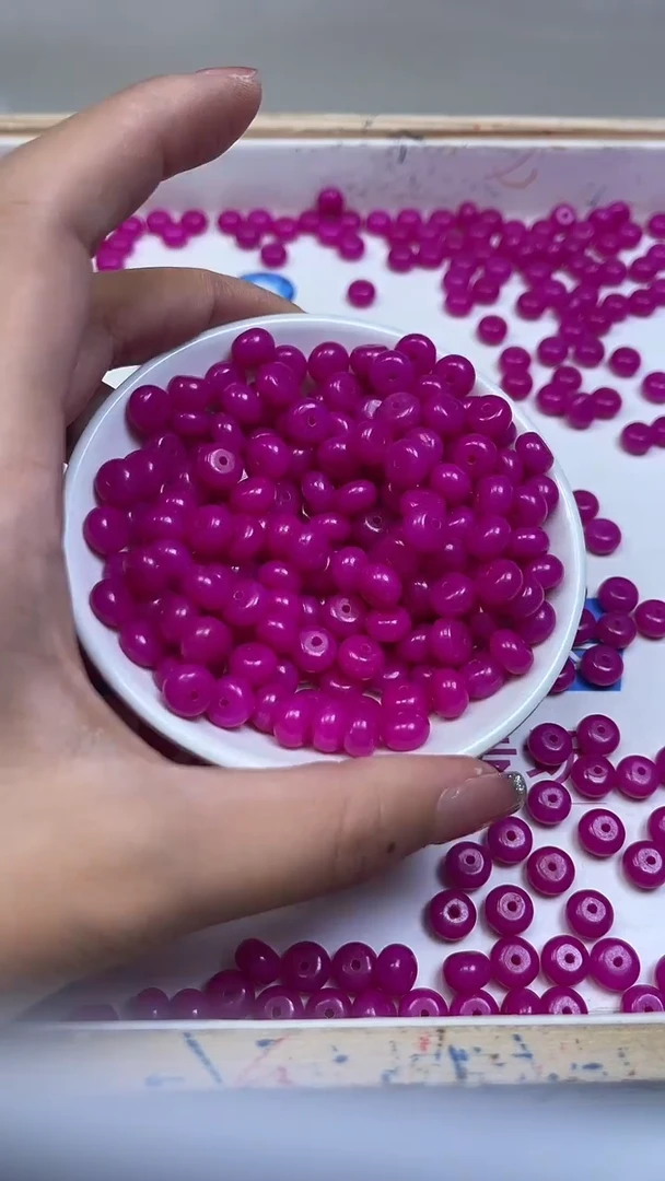 未镶嵌散珠玛瑙/玉髓A1939 玫红玛瑙算盘5*8mm20个8元