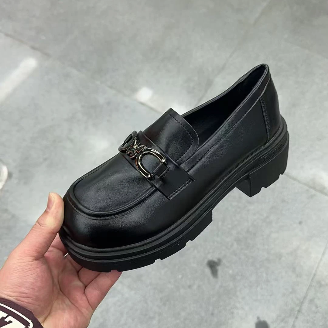 英伦风2025新款女鞋厚底小个子增高百搭一脚蹬乐福鞋 669