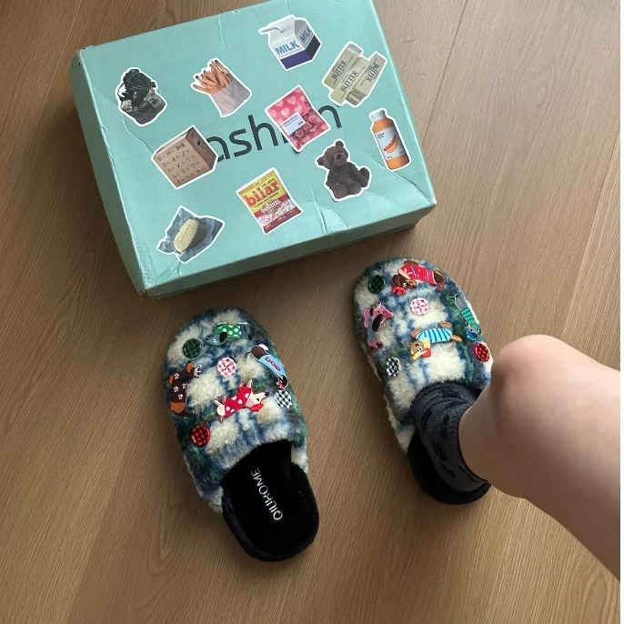 卡通可爱腊肠狗包头拖外穿女2024年冬季新款时尚百搭家居学生保暖