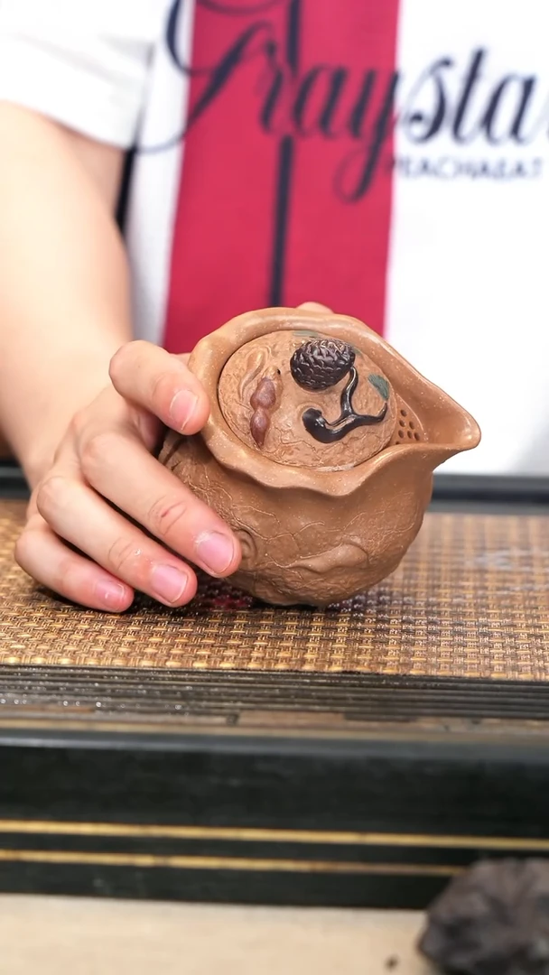 茶壶紫砂13《松趣手抓壶》段泥