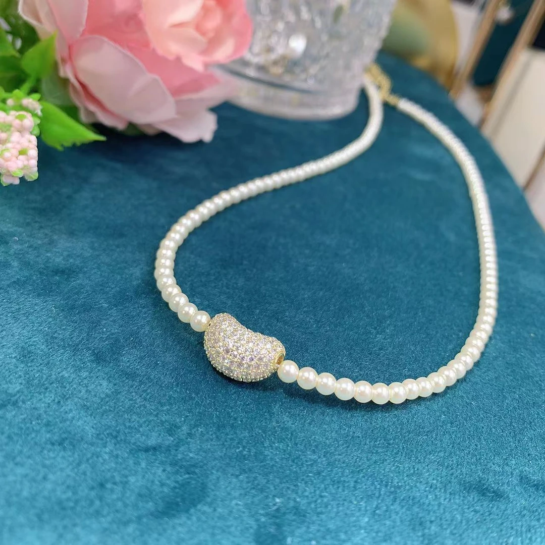 铜合金仿珍珠项链 FF定制款【幸运豆】气质白色轻奢时尚百搭简约