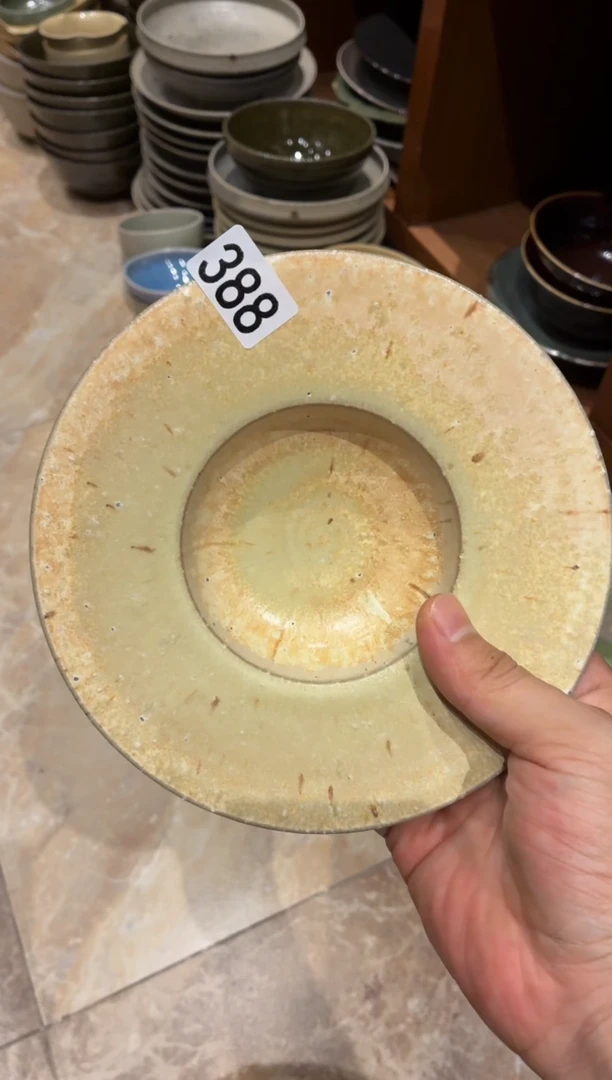 瓷片夏**枫388   粗陶燕麦草帽盘1个