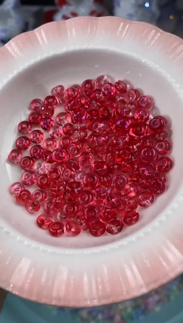 玻璃0827卡6透色算盘珠150颗大红