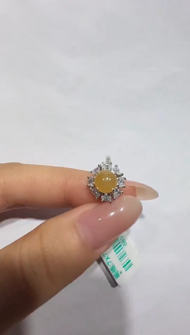 银S925镶嵌戒指翡翠925银镶翡翠戒指镶嵌14