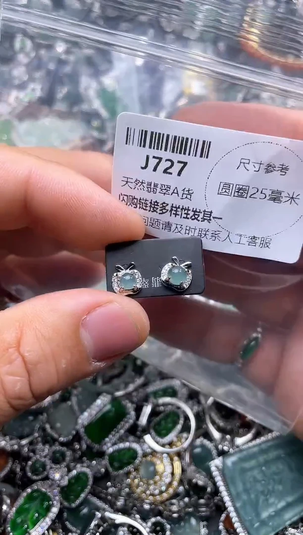 【闪购商品】翡翠颈饰未镶嵌J727耳钉