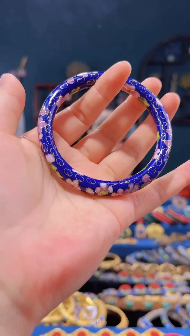 【闪购商品】非遗绝技 景泰蓝0.8公主镯 宝蓝