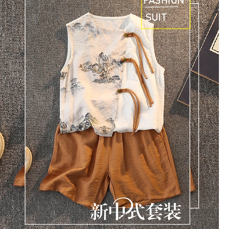 SNB  2025夏季儿童新款薄款新中式古风设计墨染套装  BX001