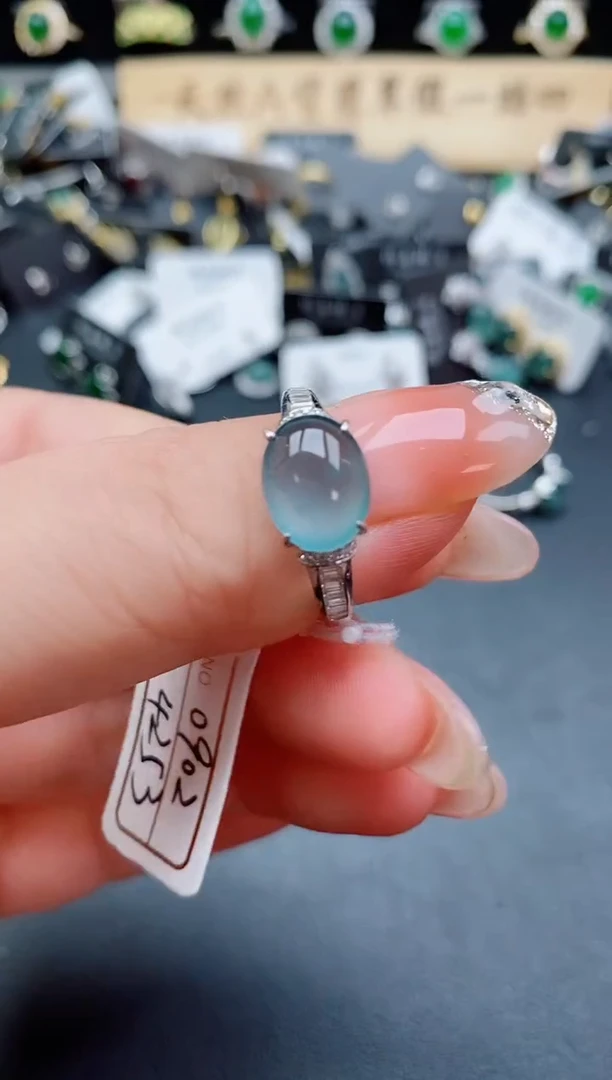 银S925镶嵌戒指翡翠805