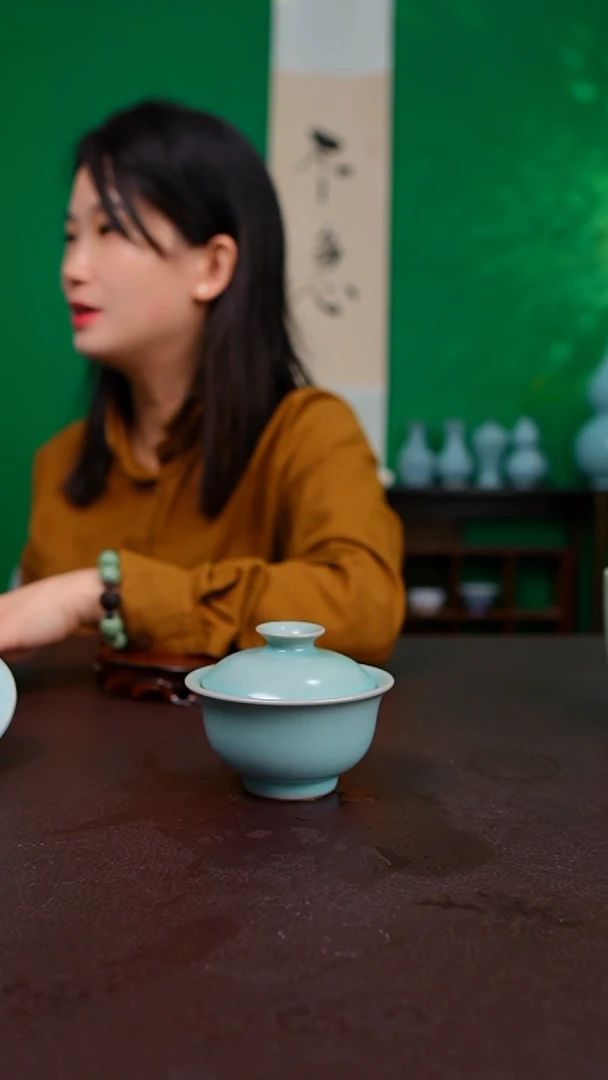 仿古二才压手盖碗不完美 简装
