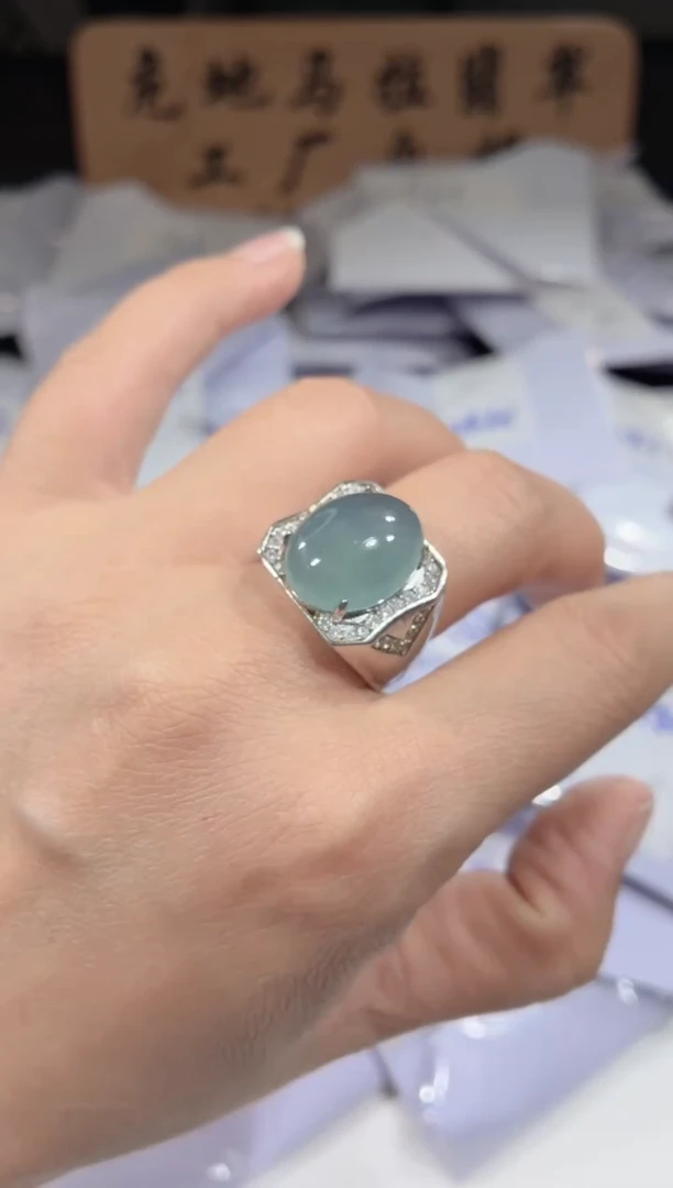 银S925镶嵌戒指翡翠戒指