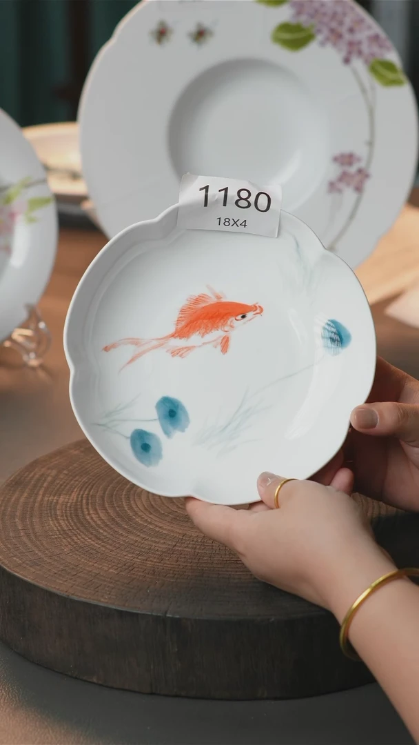 盘手绘釉下彩陶瓷餐具1180