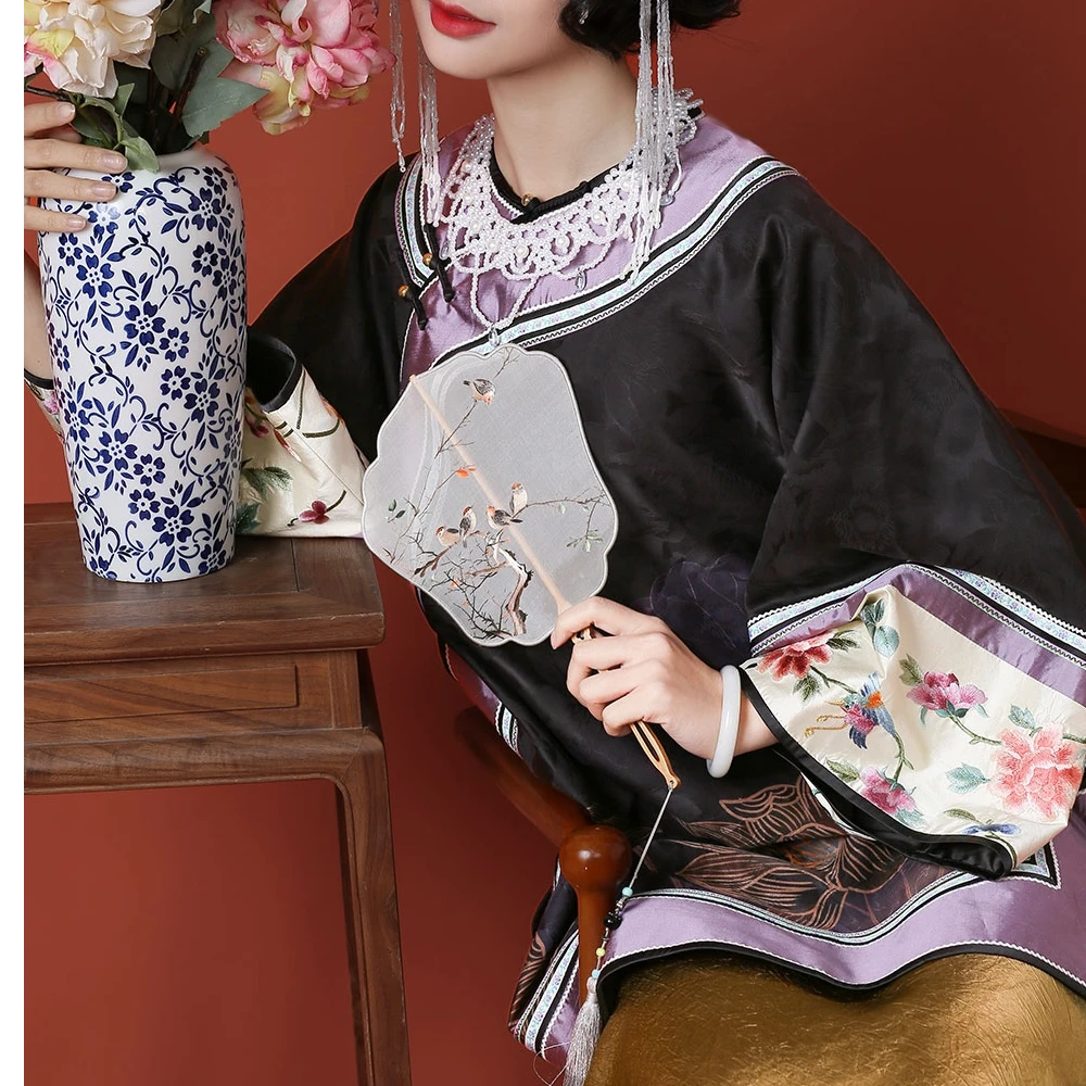 卿思韵 · 新国风16号重缎复古斜襟香云纱刺绣二大衫242489