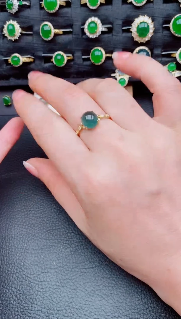 翡翠戒指银S925镶嵌天然a货翡翠331