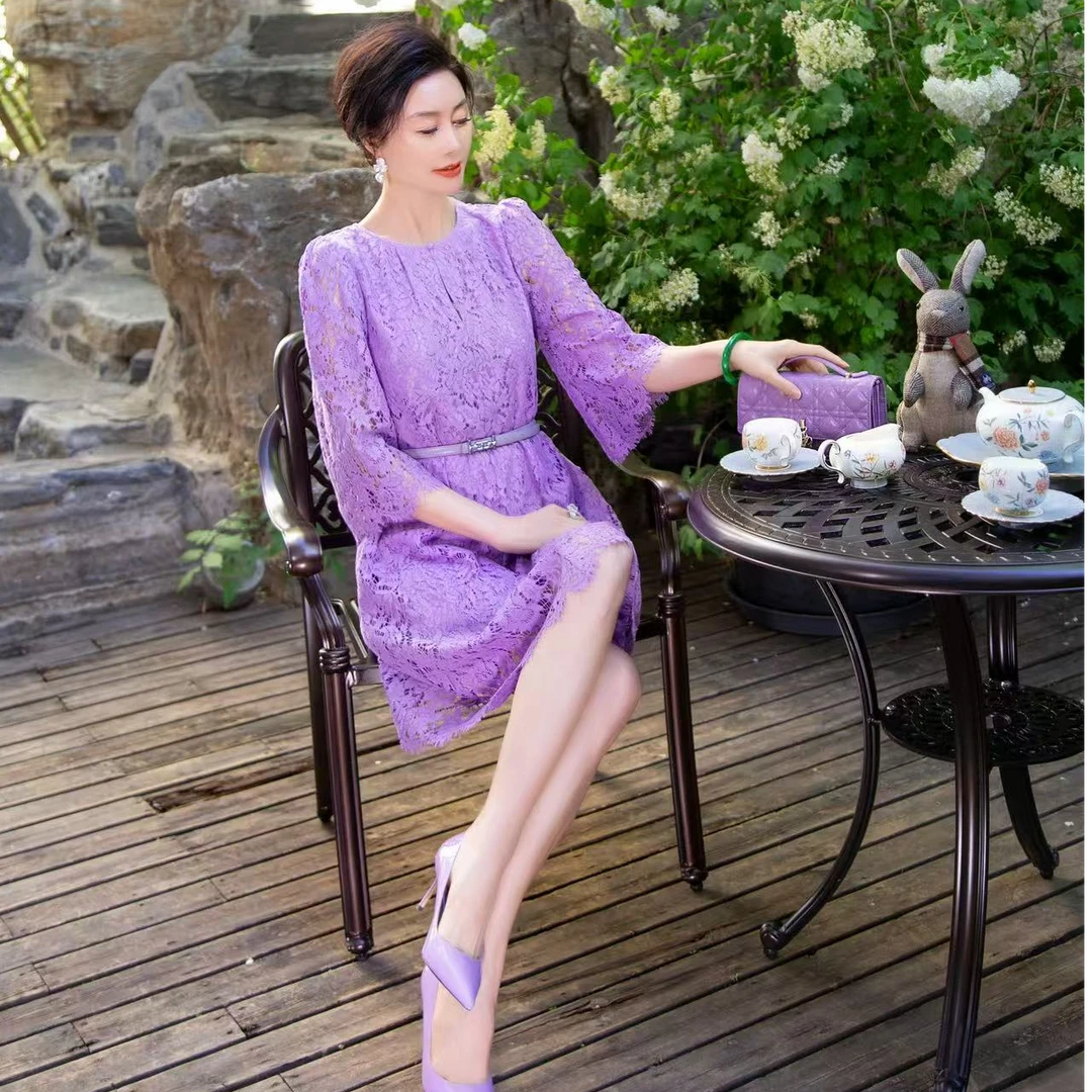 EDFNOT/杨红霞汝意FS紫色沙滩裙/FS-F24012