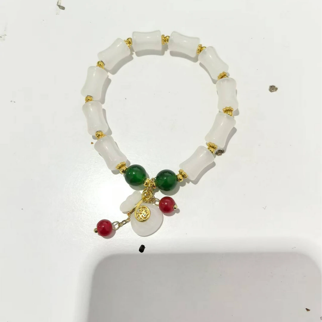 铜合金手链 仿玉石无镶嵌118竹节福袋经典手链