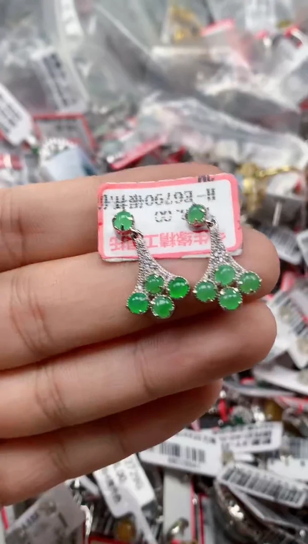 银S925镶嵌戒指翡翠天然A货缅甸翡翠