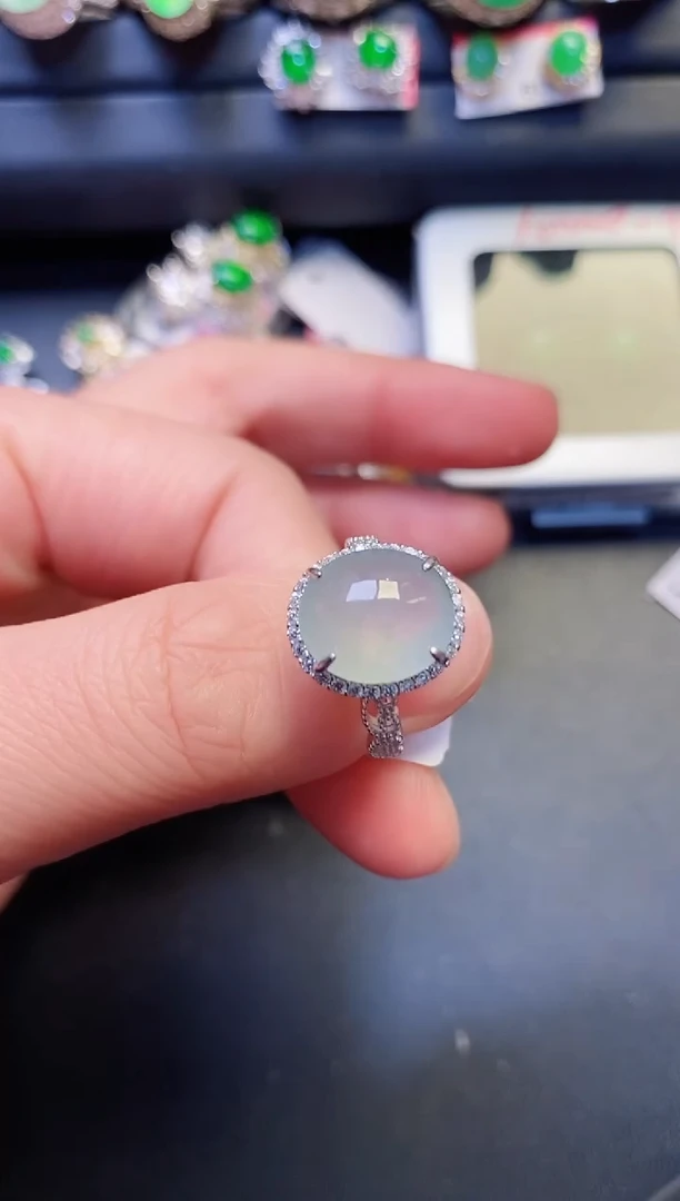 银S925镶嵌戒指翡翠天然