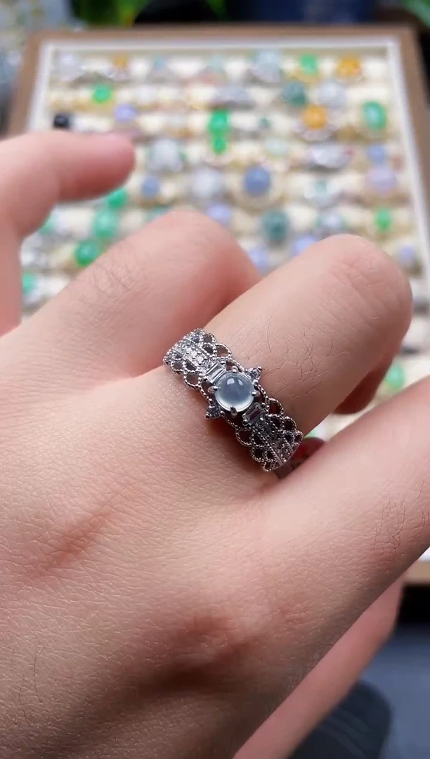 银S925镶嵌戒指翡翠15