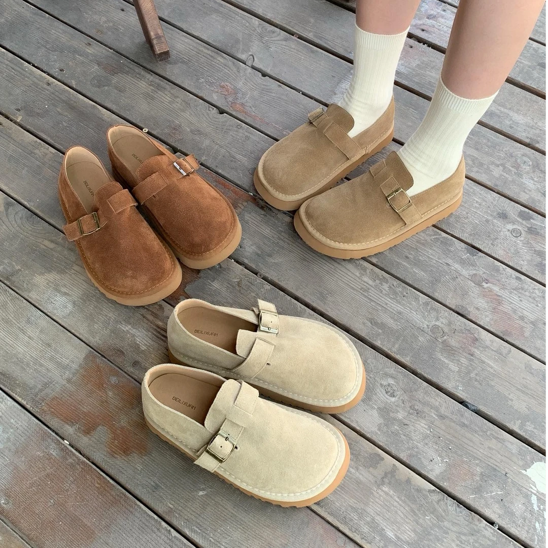 VEEFSHOW 3621-5 磨砂中跟韩版单鞋平底小皮鞋皮鞋软底复古