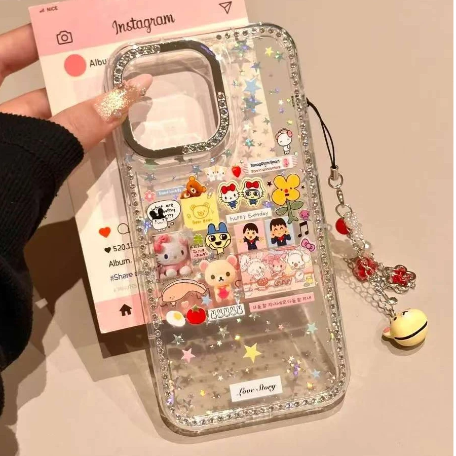 拼接合集小卡通适用苹果16promax女款壳14PLUS/15/13pro/12防摔壳