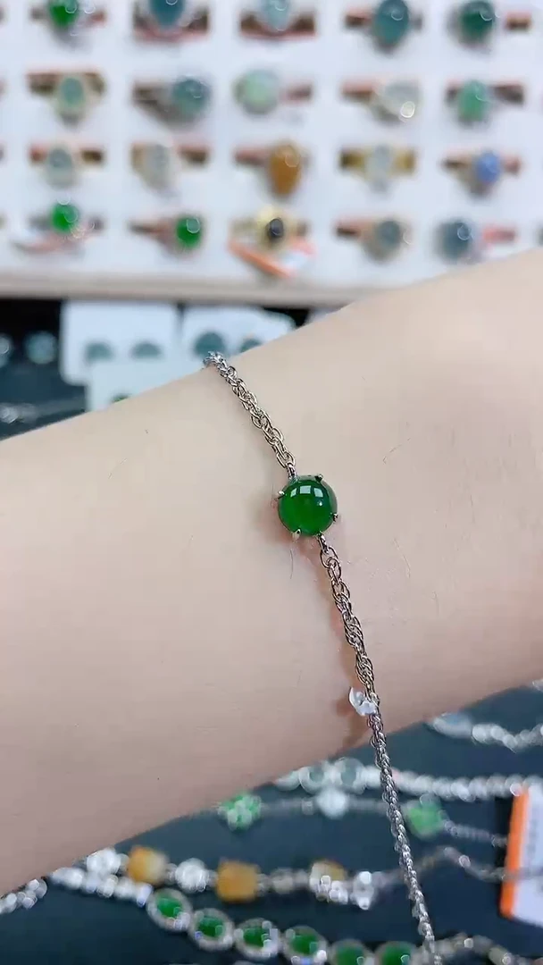 银S925镶嵌手链翡翠天然翡翠