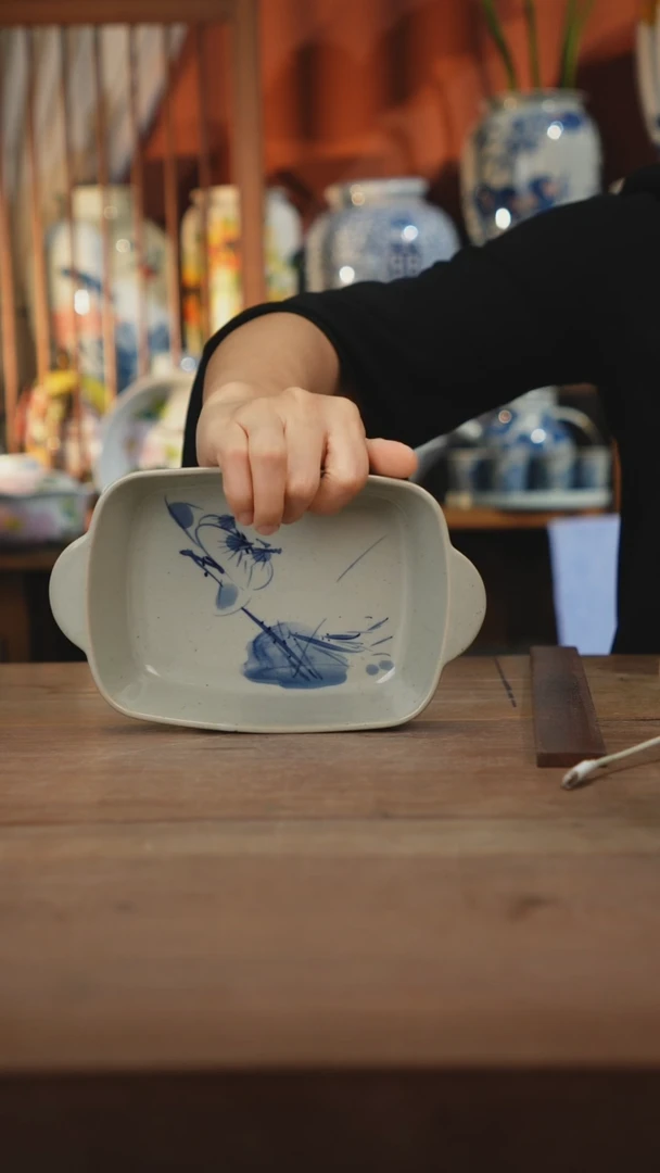 瓷片【简家甄选】景德镇设计师釉下手绘陶瓷餐具