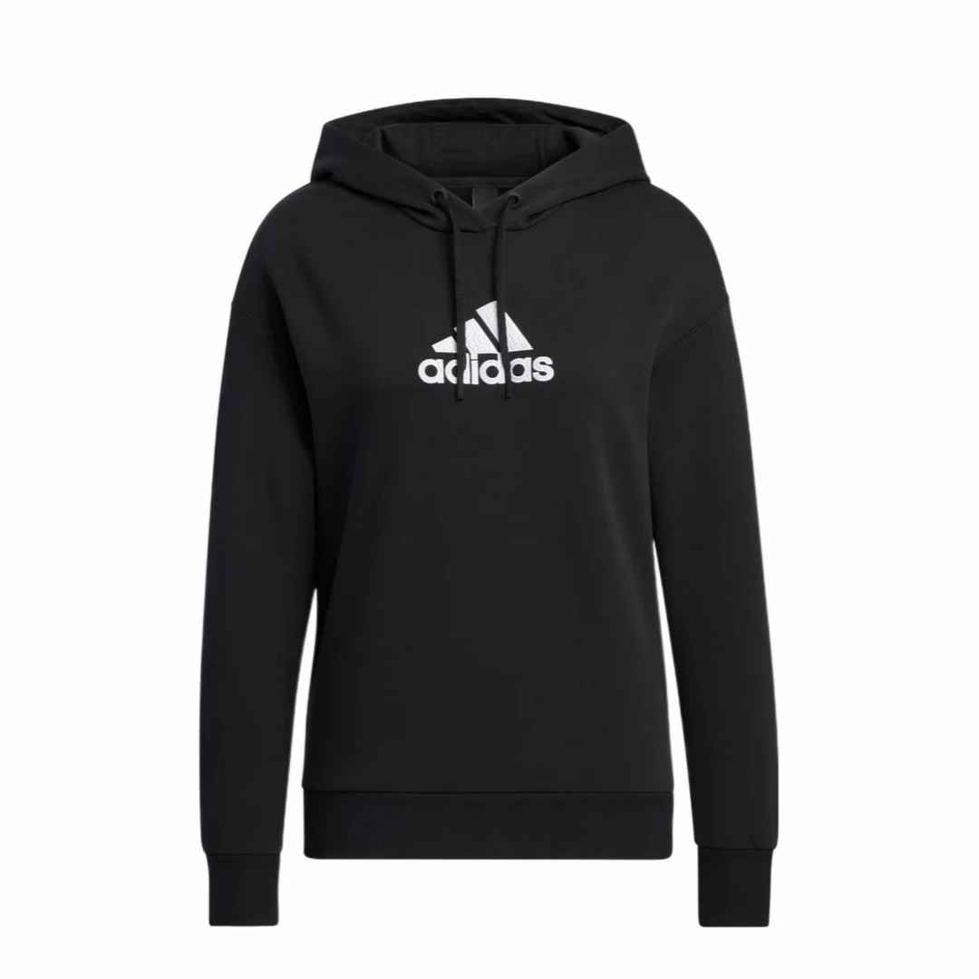 adidas Mh Bos Hoody 纯色印花Logo连帽长袖卫衣 女款 黑色HM7069