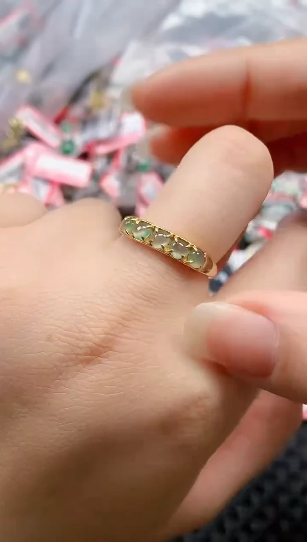 银S925镶嵌戒指翡翠天然A货缅甸翡翠