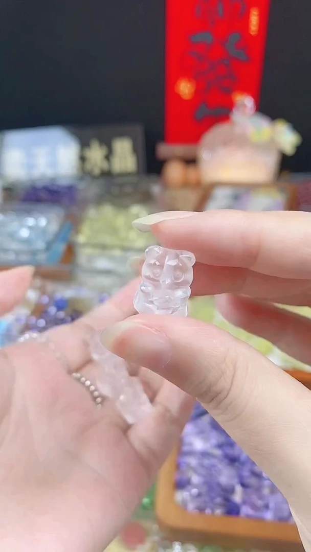 未镶嵌珠宝半成品水晶白水晶竹熊一个装