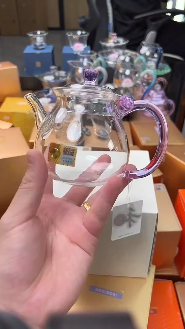 @@禾器晶彩清莲壶浅紫色+盖置随机1