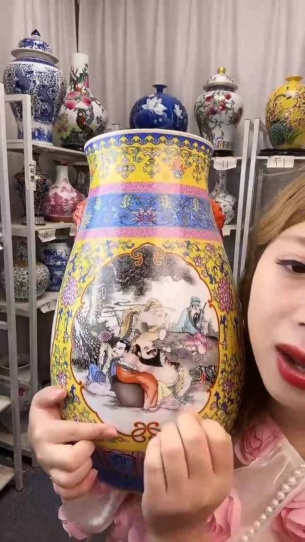 摆件景德镇八仙福筒尊
