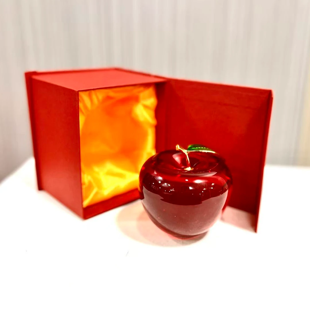 K9水晶玻璃一个大红苹果客厅玄关桌面装饰好物