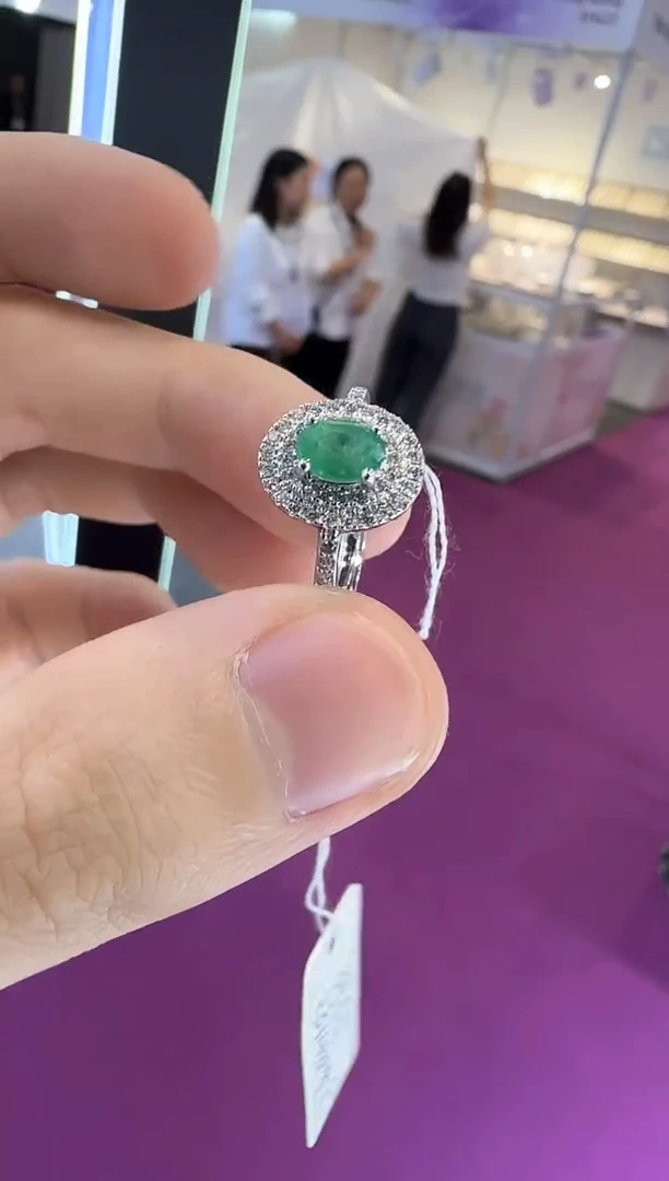 银S925镶嵌戒指祖母绿5*7mm