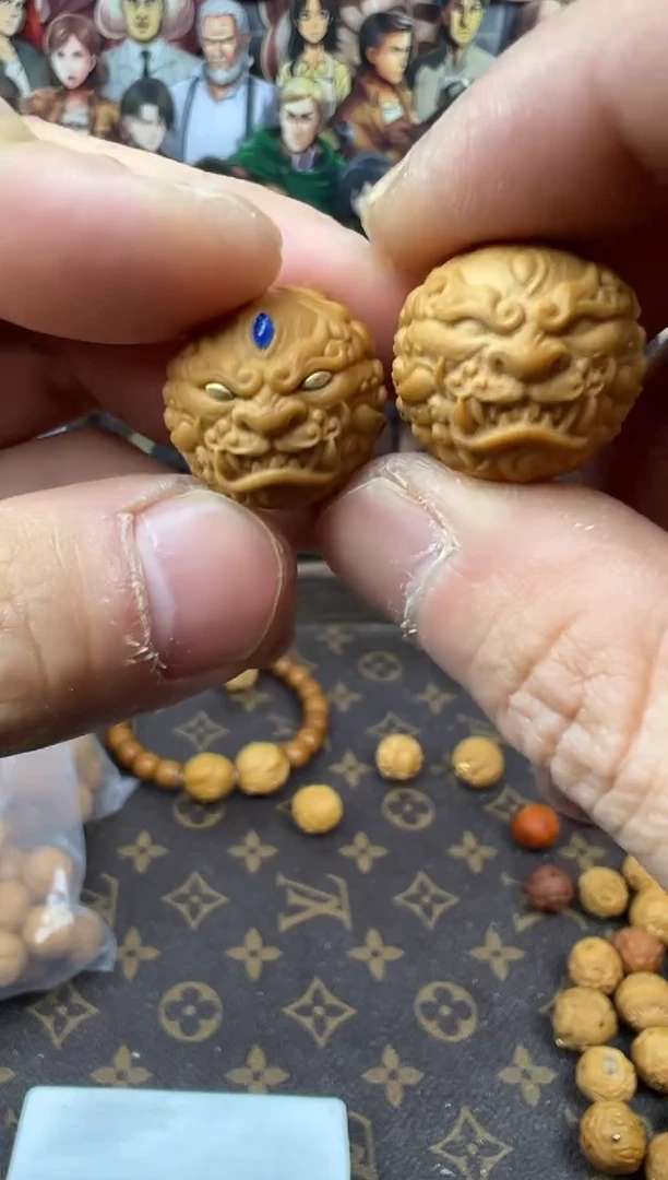 【闪购商品】猴头核桃吊坠万福 唐狮  素 蓝色