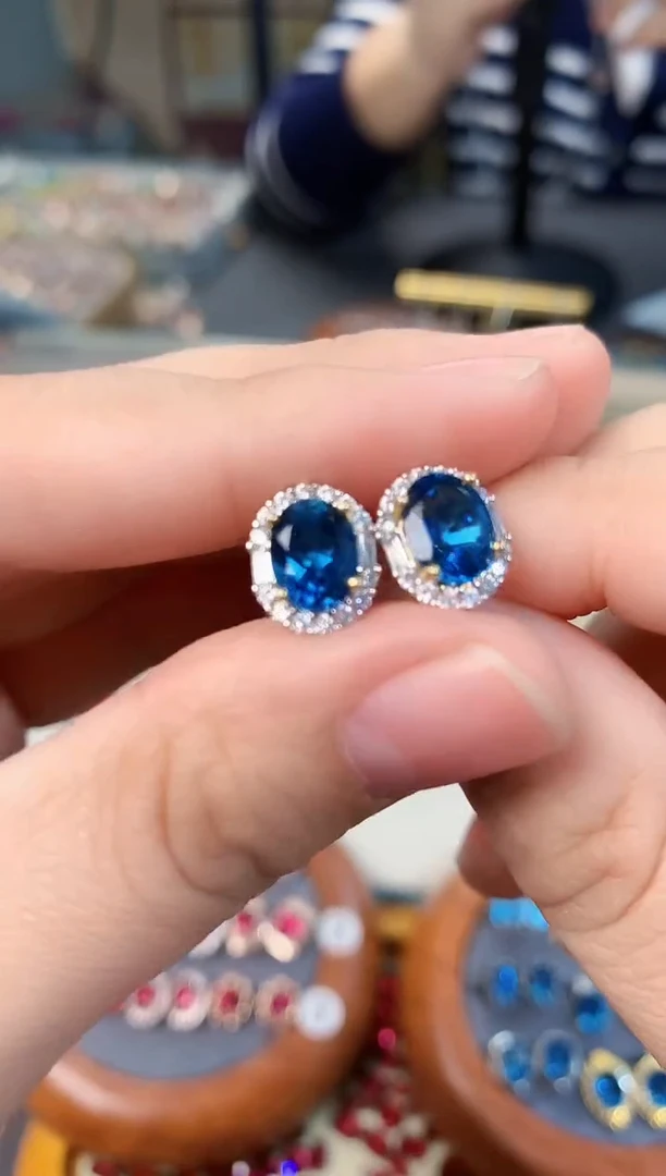 【闪购商品】托帕石耳饰银S925镶嵌天然