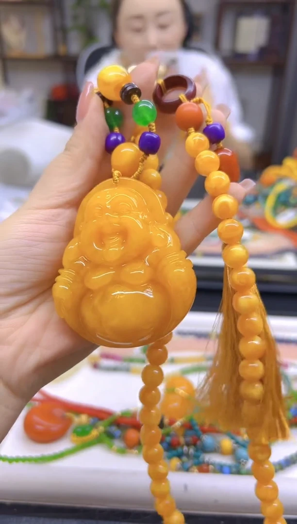 未镶嵌毛衣链蜜蜡DIY款X534