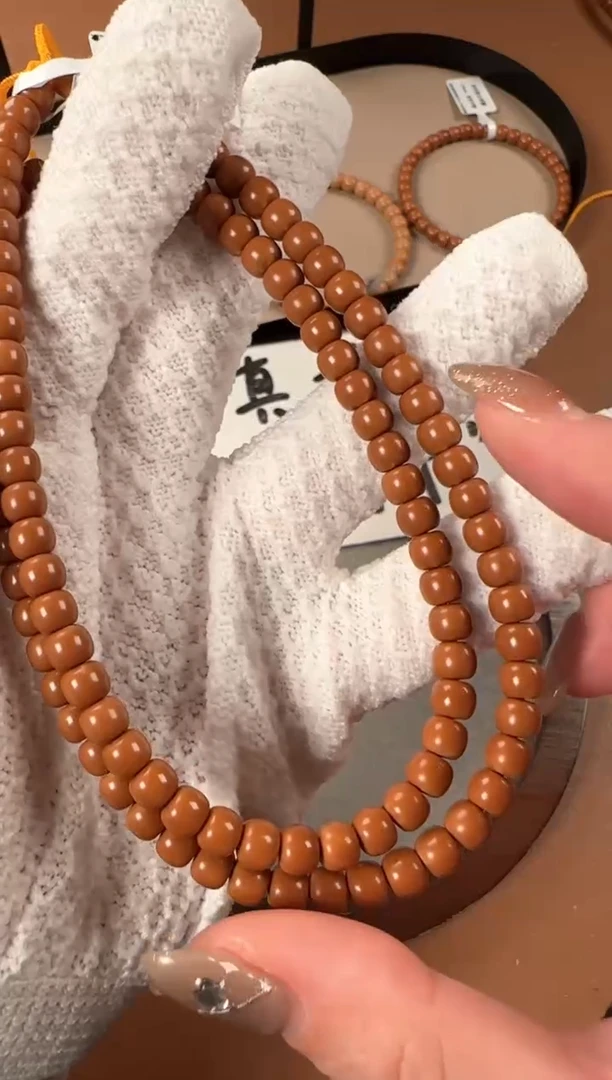 手串橄榄核6.3mm核尖108，老挝料，老型珠，高油高密