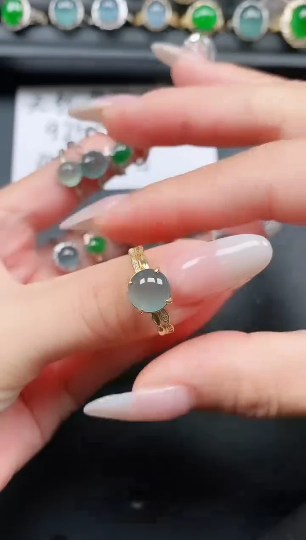 翡翠戒指银S925镶嵌111
